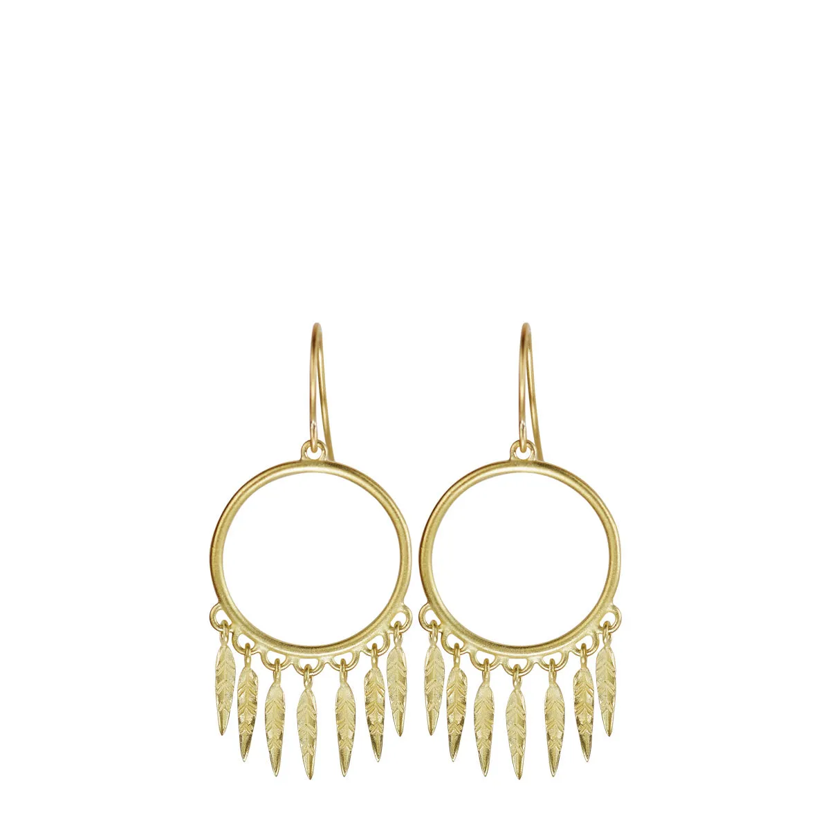 18K Gold Small Dream Catcher Earrings