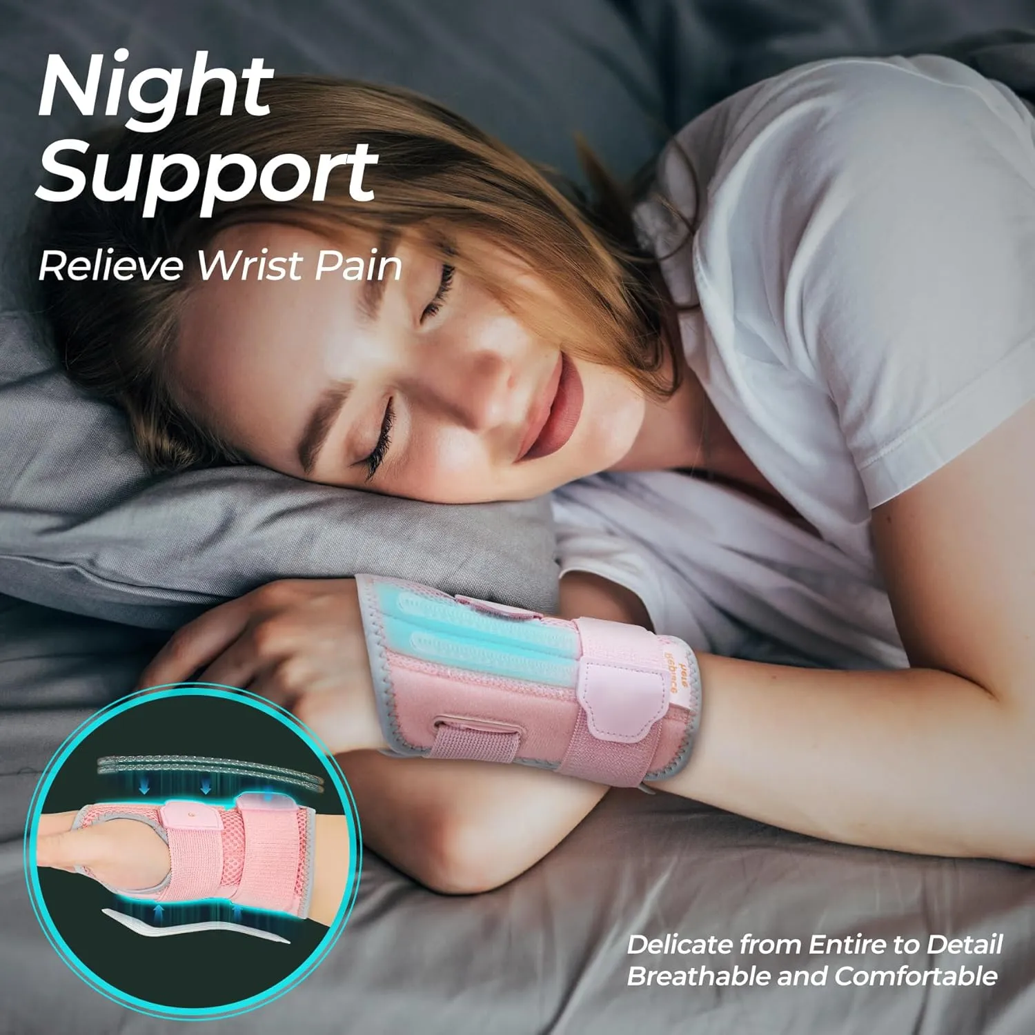 2 in 1 Carpal Tunnel Wrist Brace, 3 Adjustable Stability Wrist Support, Customized Wrist Splint with Replaceable Springs (Right - Pink, S/M)
