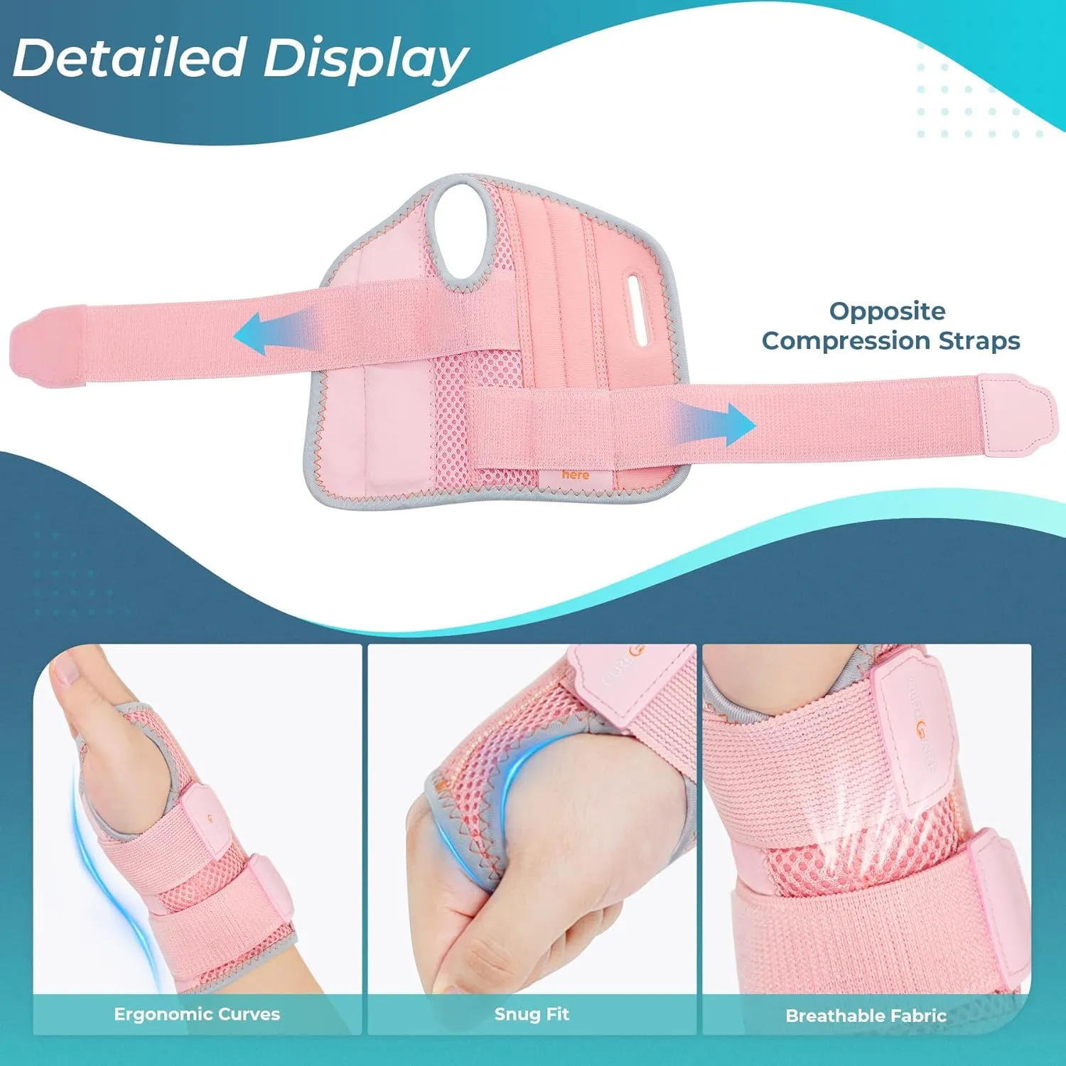 2 in 1 Carpal Tunnel Wrist Brace, 3 Adjustable Stability Wrist Support, Customized Wrist Splint with Replaceable Springs (Right - Pink, S/M)
