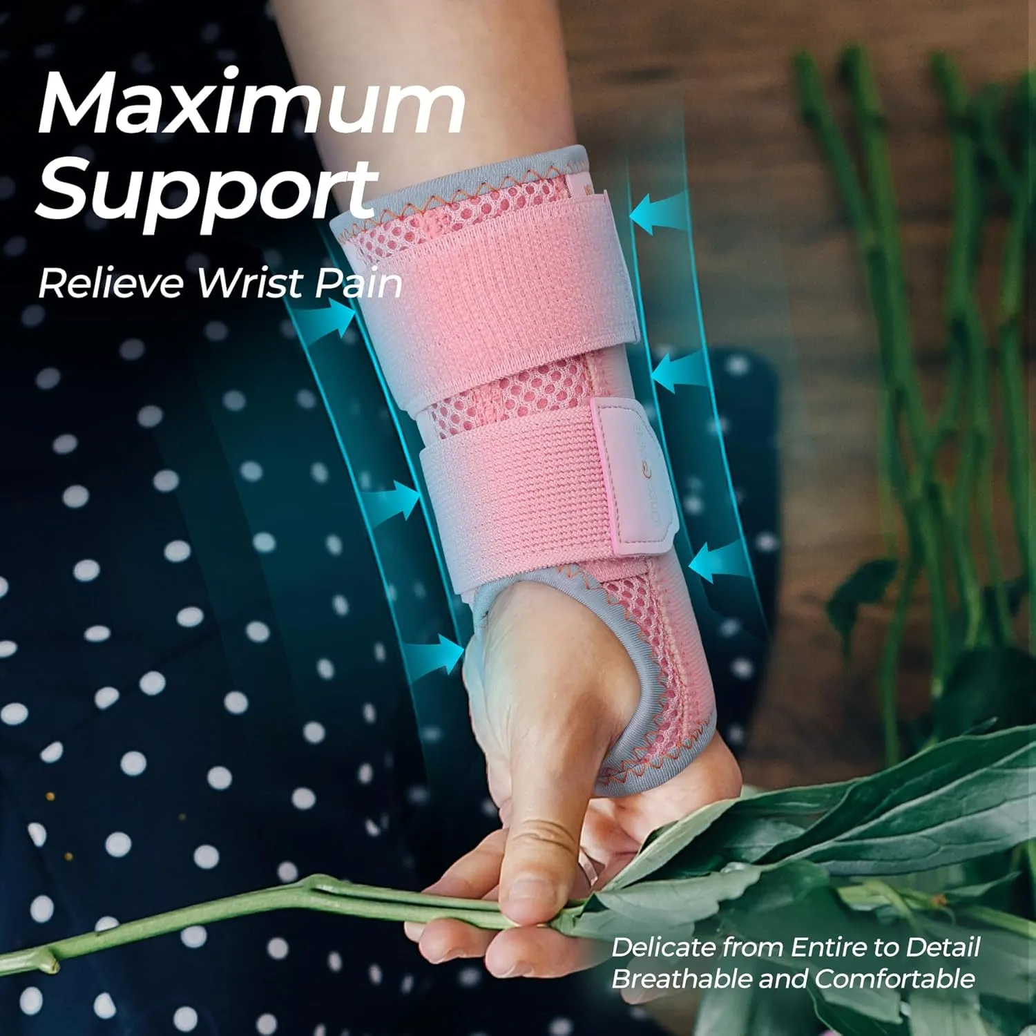 2 in 1 Carpal Tunnel Wrist Brace, 3 Adjustable Stability Wrist Support, Customized Wrist Splint with Replaceable Springs (Right - Pink, S/M)