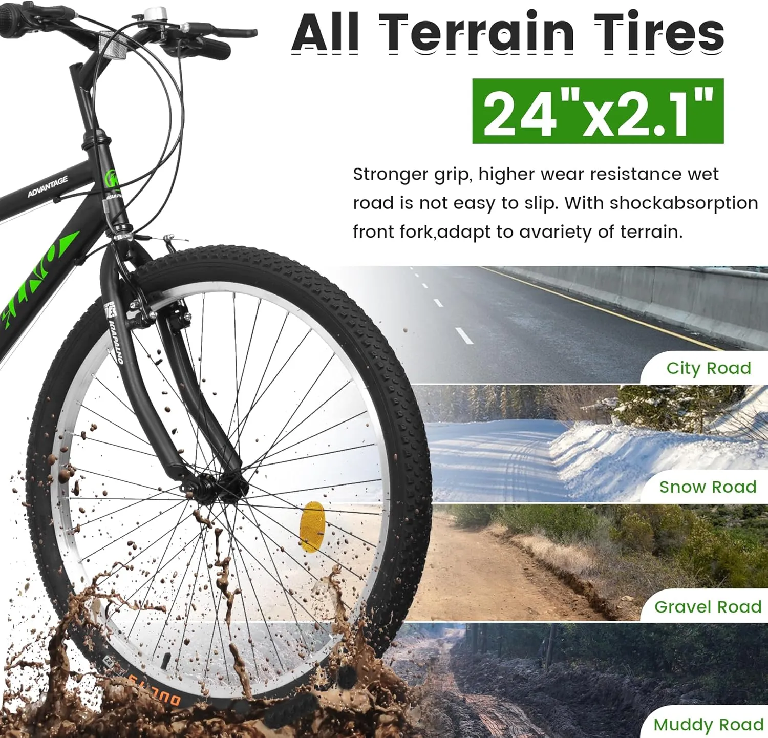 24 Inch Mountain Bike Boys Girls, Dual Full Suspension Children Bicycle to School, 21-Speed Kids Bike for 10  Years Old, Gift for Your Kids.