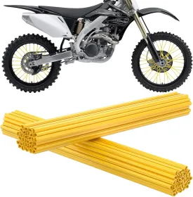 72 PCS Dirt Bike Spoke Covers, Wheel Spoke Wraps, Universal Spoke Skins Spoke Covers for 8-21 Inch Rims, Spoke Covers Decoration Protector for Dirt Bike, Wheelchair, Bicycle, Motorcycle (Yellow)