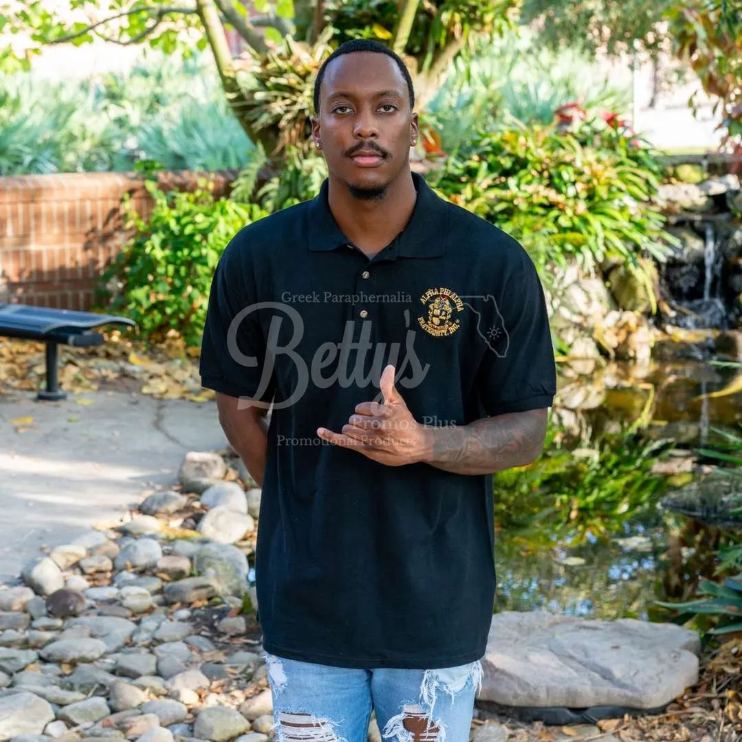 Alpha Phi Alpha ΑΦΑ Embroidered Shield Polo Golf Shirt