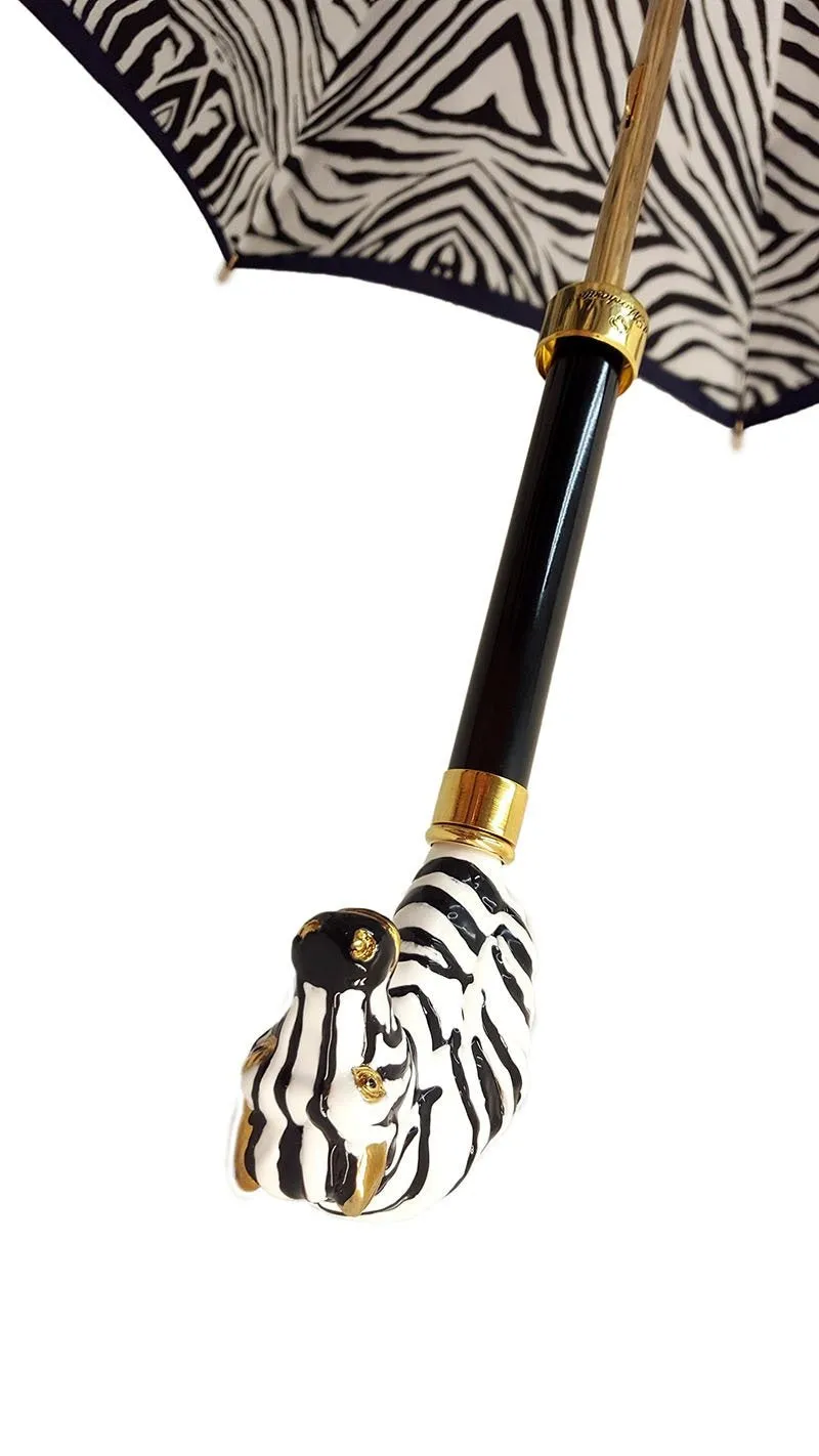 Amazing Zebra Umbrella Enamel on 24K gold