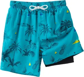 Angel season Boys Swim Trunks with Compression Liner Boxer Brief Teens Swimsuit Youth UPF 50  Board Short Size 7-14Years