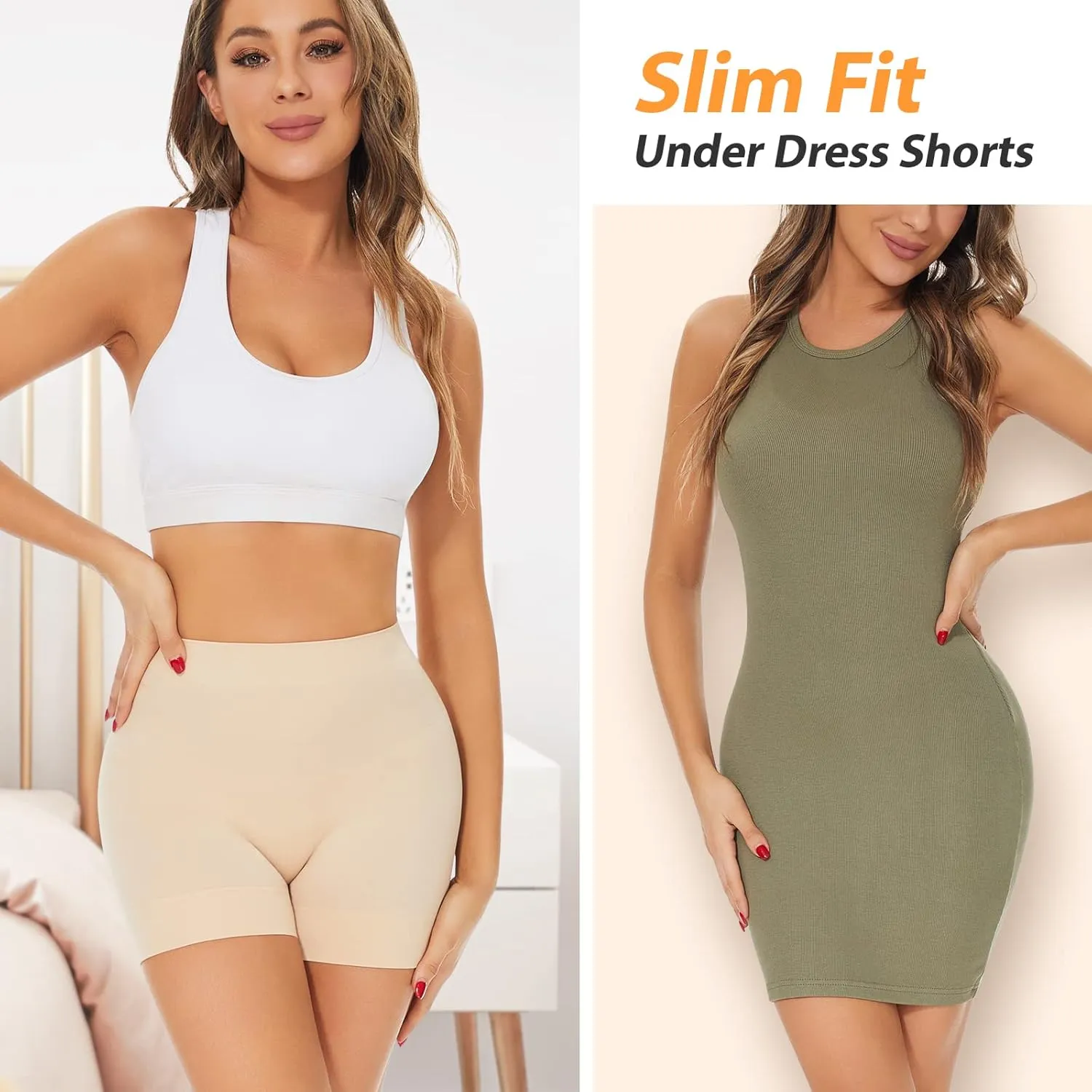 BESTENA Seamless Smooth Boyshorts Panties Slip Shorts for Under Dress Slimming Shapewear Shorts