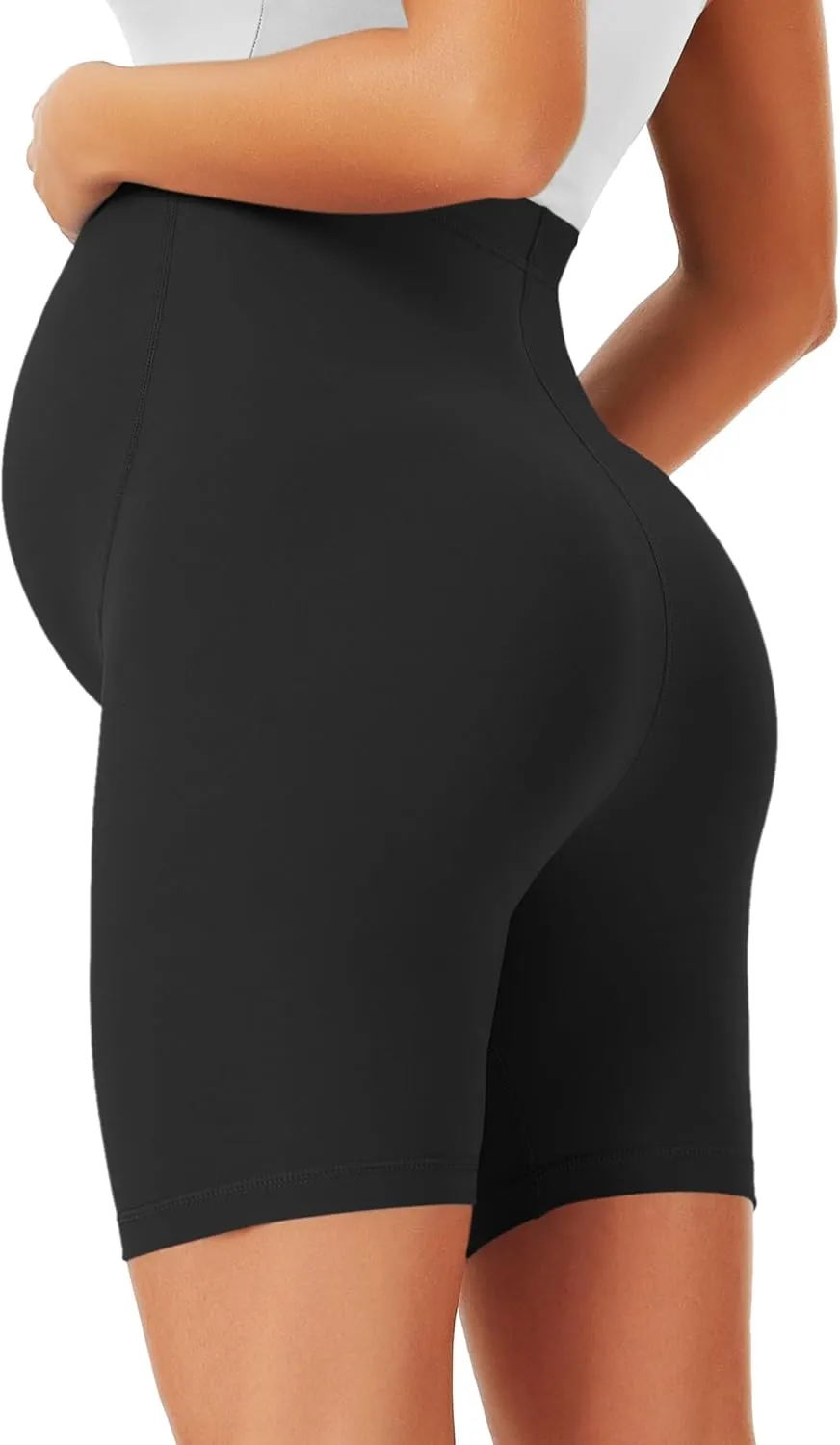BONVIGOR Maternity Shorts Over The Belly - 5" Biker Workout Yoga Active Athletic Pregnancy Short Pants Lounge Pajama