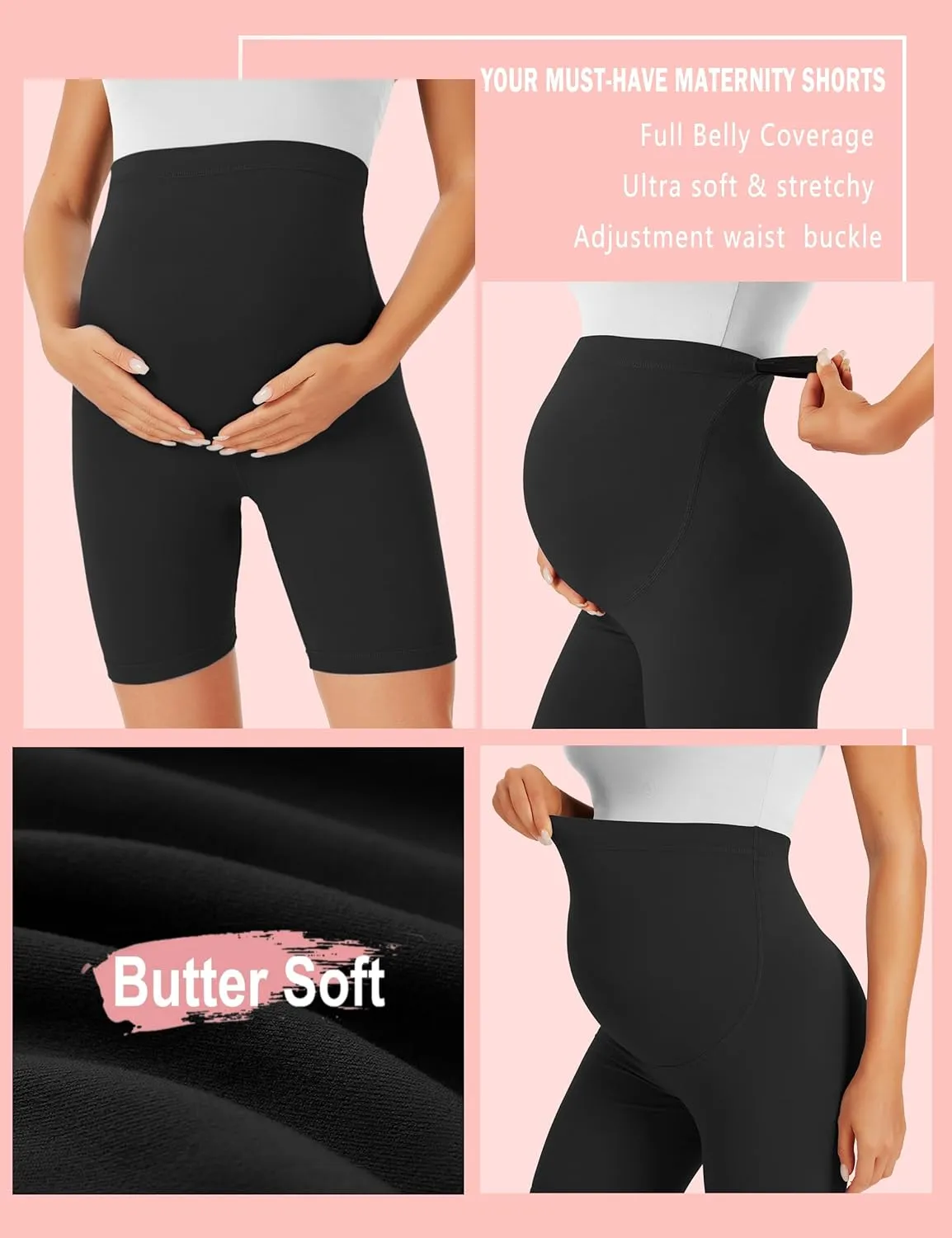 BONVIGOR Maternity Shorts Over The Belly - 5" Biker Workout Yoga Active Athletic Pregnancy Short Pants Lounge Pajama