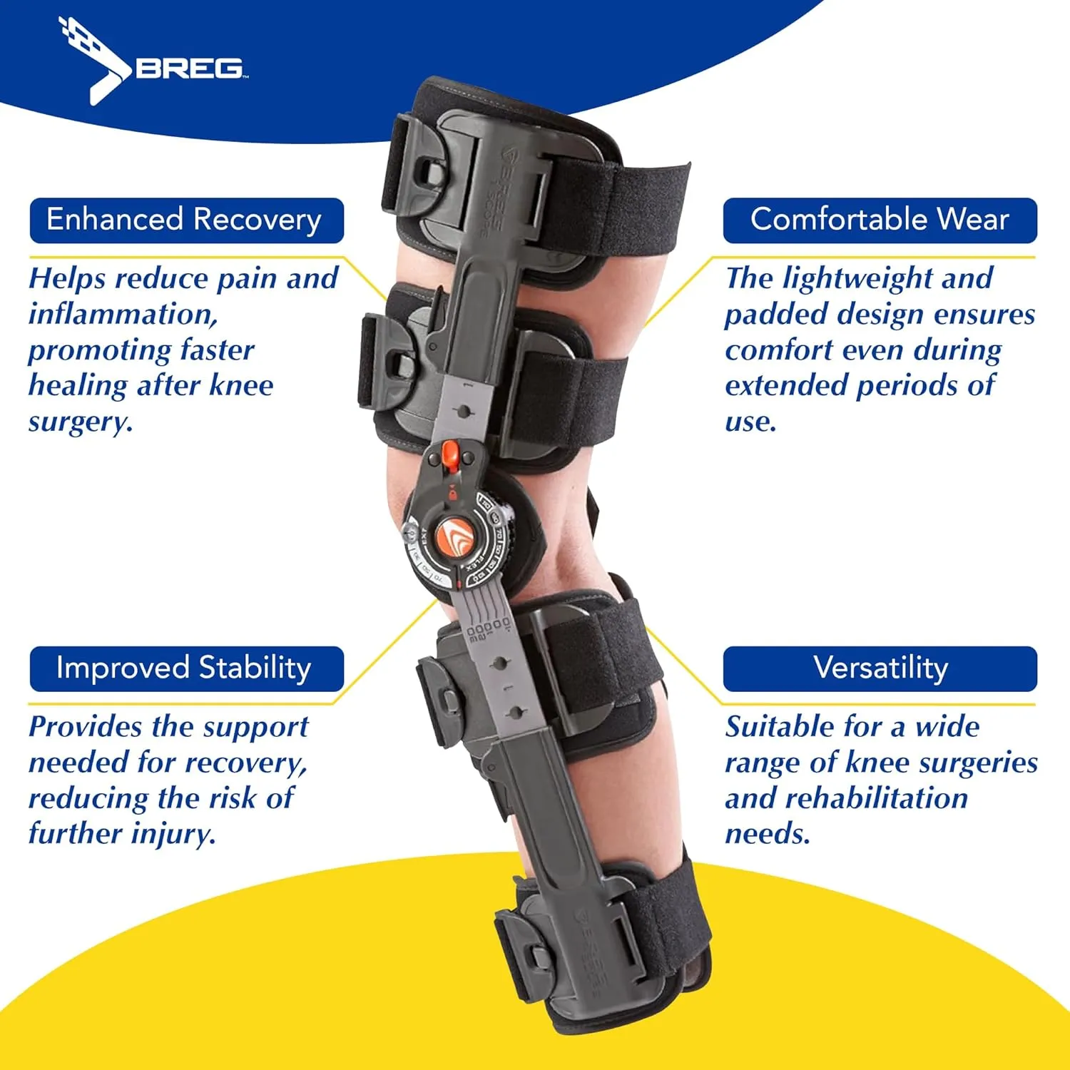 Brace Direct Breg T Scope Premier XL Full Foam Post-Op Knee Brace: Adjustable ROM Support for ACL PCL MCL Recovery L1833 L1832, Thigh up to 35.5 in