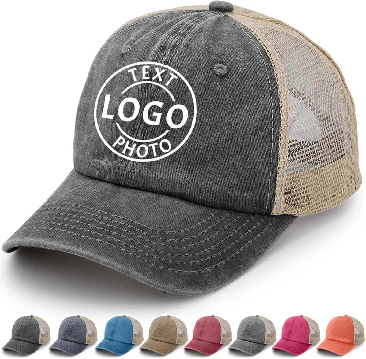 Bulk Custom Hat Made in USA, Custom Trucker Hats Design Your Own Text Logo Photo Name Personalized Hats for Men Women