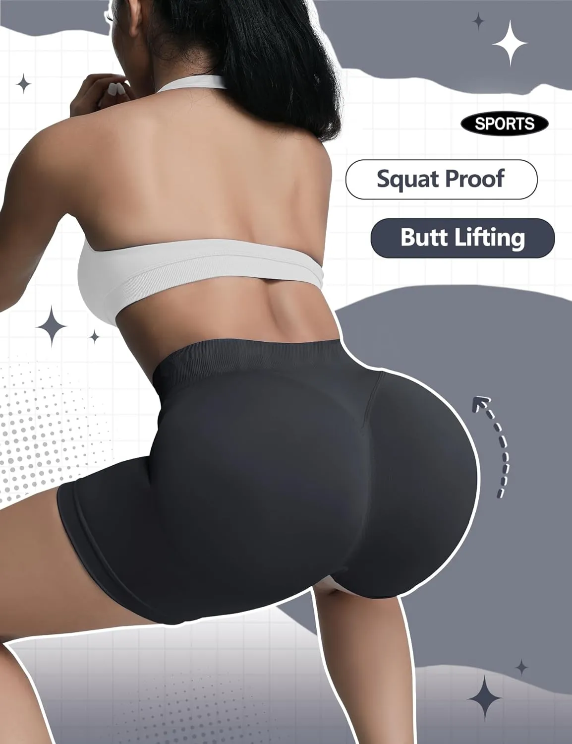 Butt Lifting Impact Shorts for Women Hidden Scrunch Booty Lift Gym Yoga Shorts Seamless Tummy Control 4.5"