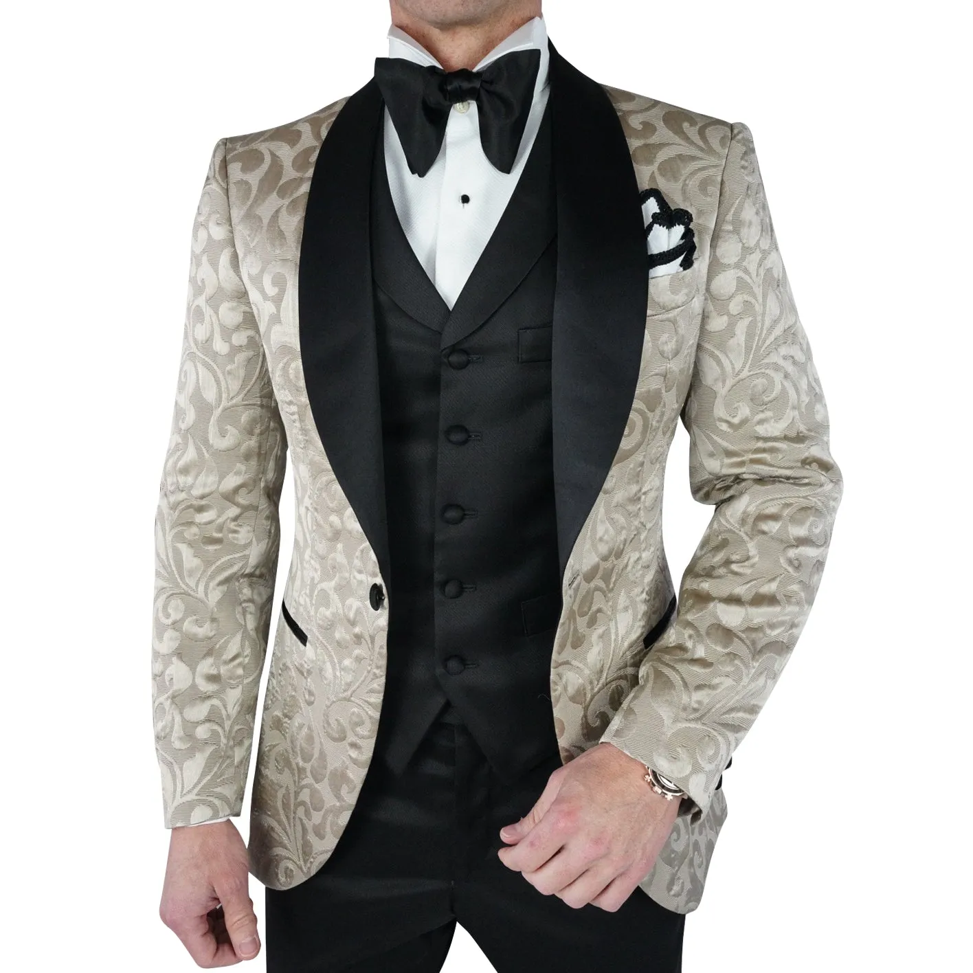 Champagne Oro and Black Paisley Dinner Jacket @ The Vault