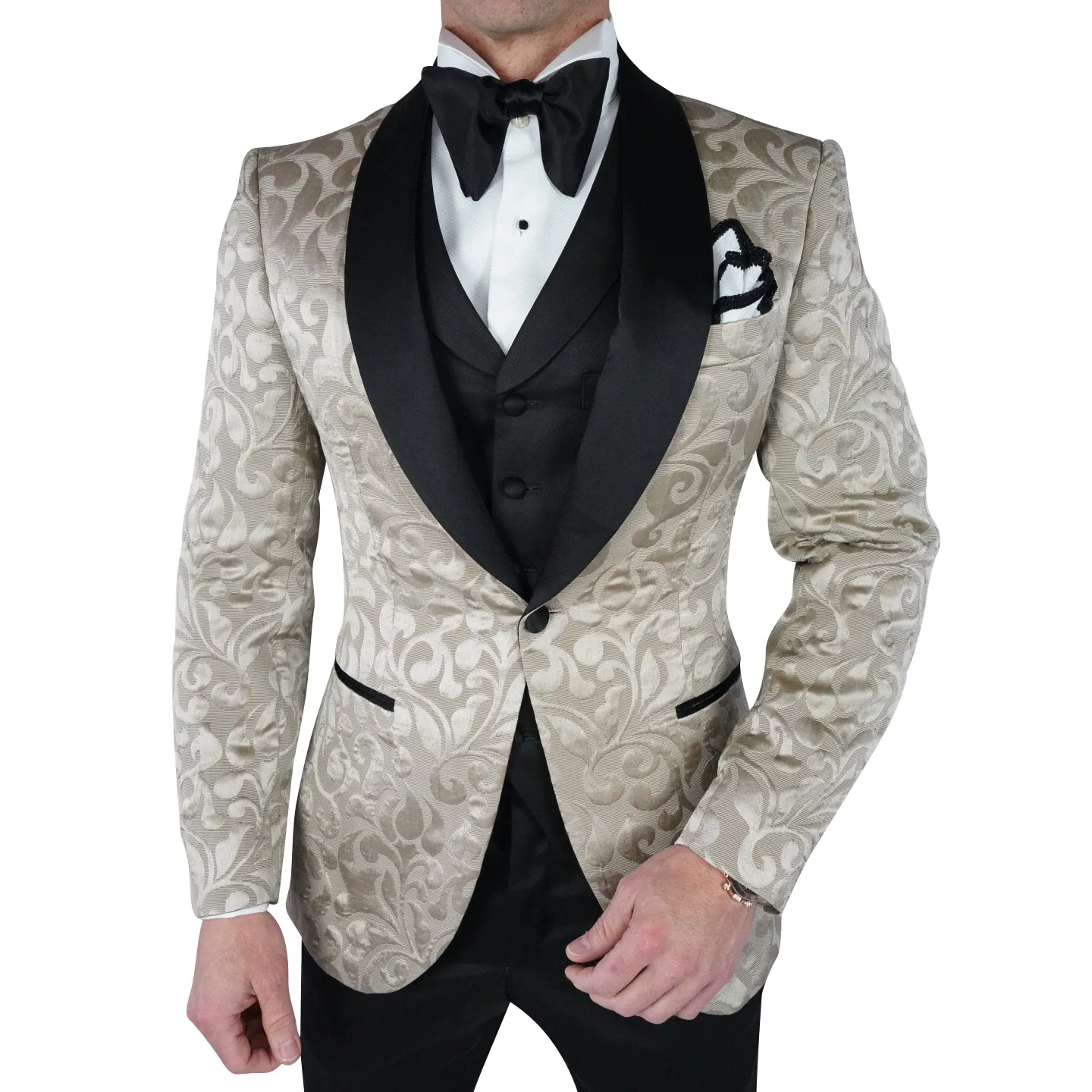 Champagne Oro and Black Paisley Dinner Jacket @ The Vault