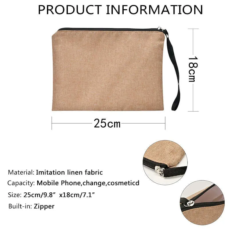 Customized Personalized Name Linen Cosmetic Bag Bridesmaid Clutch