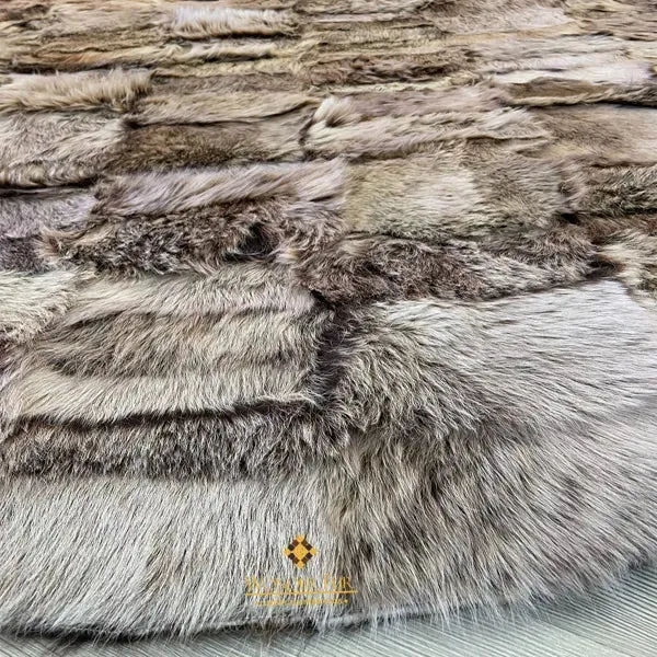Genuine Natural Brown Round Sheepskin Handmade Modern Round Office Rug