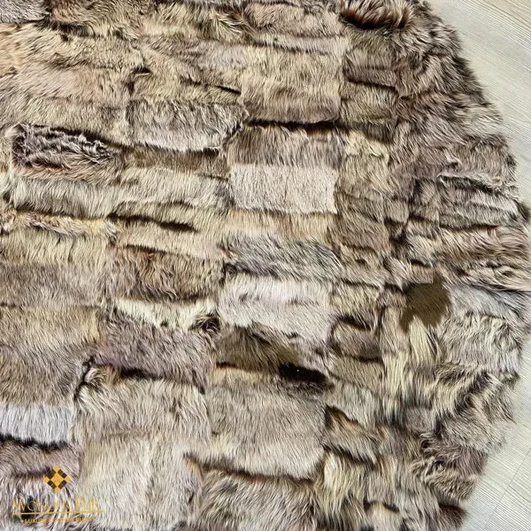 Genuine Natural Brown Round Sheepskin Handmade Modern Round Office Rug