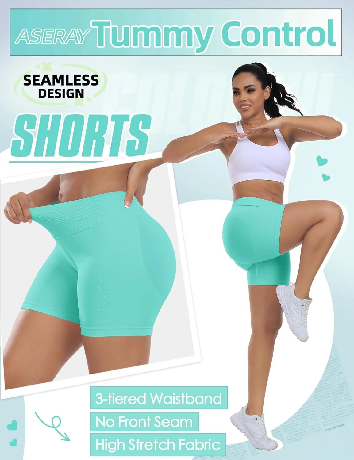 Impact Seamless Gym Workout Shorts Women Scrunch Butt Lifting Biker Yoga Shorts for Women Tummy Control 4.5"