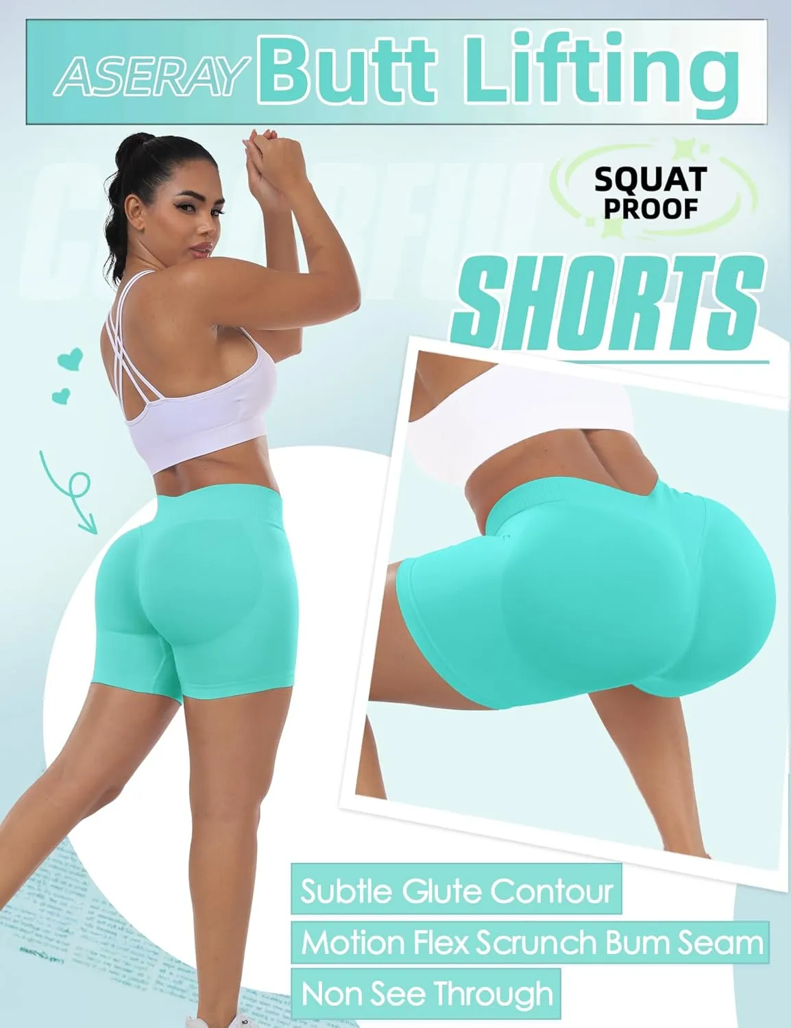 Impact Seamless Gym Workout Shorts Women Scrunch Butt Lifting Biker Yoga Shorts for Women Tummy Control 4.5"