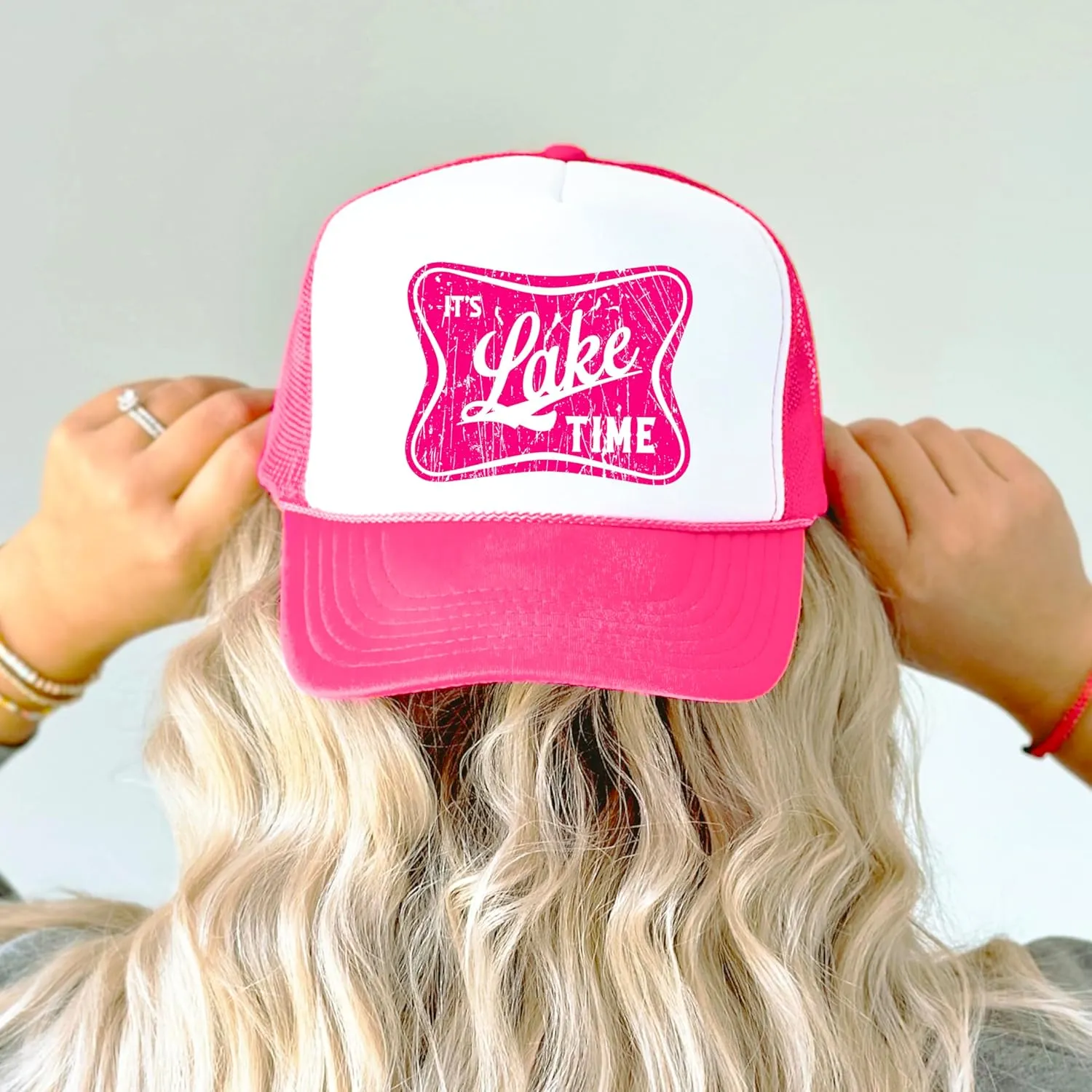 It's Lake Time Summer Classic 5 Panel Foam Front Mesh Snap Back Trucker Hat