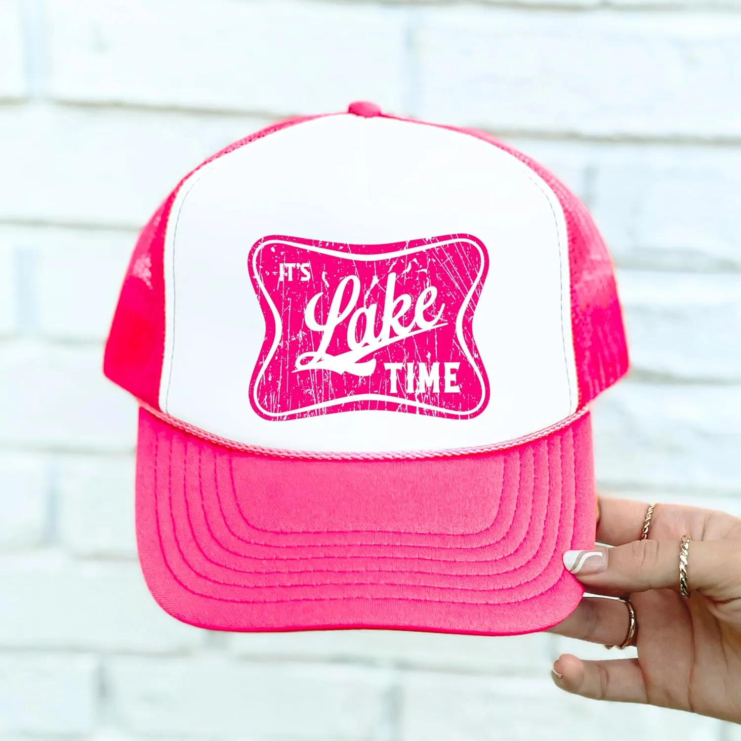 It's Lake Time Summer Classic 5 Panel Foam Front Mesh Snap Back Trucker Hat