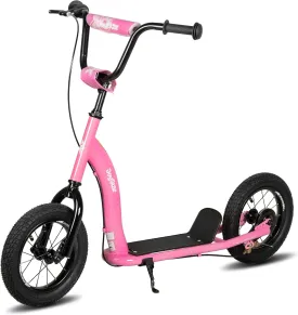 JOYSTAR Kick Scooter for Kids 5  Teens & Youth, Lightweight Kids Scooter with Adjustable Handlebar, 2 Wheel Scooter for Boys & Girls, 12" Inflatable Wheels Rear Drum Brakes