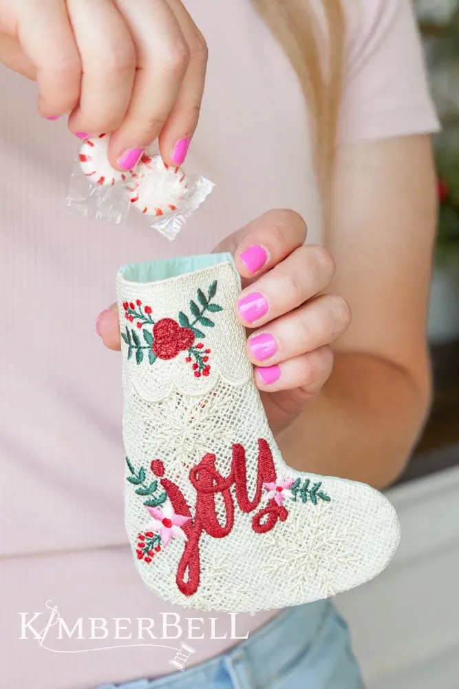 Kimberbell Embroidery Club - November 2024: Christmas Joy Lace Gift Stocking - DESIGN ONLY