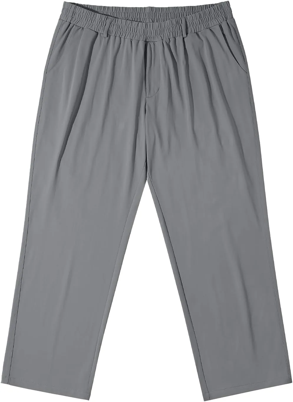 LETAOTAO Mens Big and Tall Full Elastic Waist Pants Stretch Slacks with Zipper Fly and Pockets