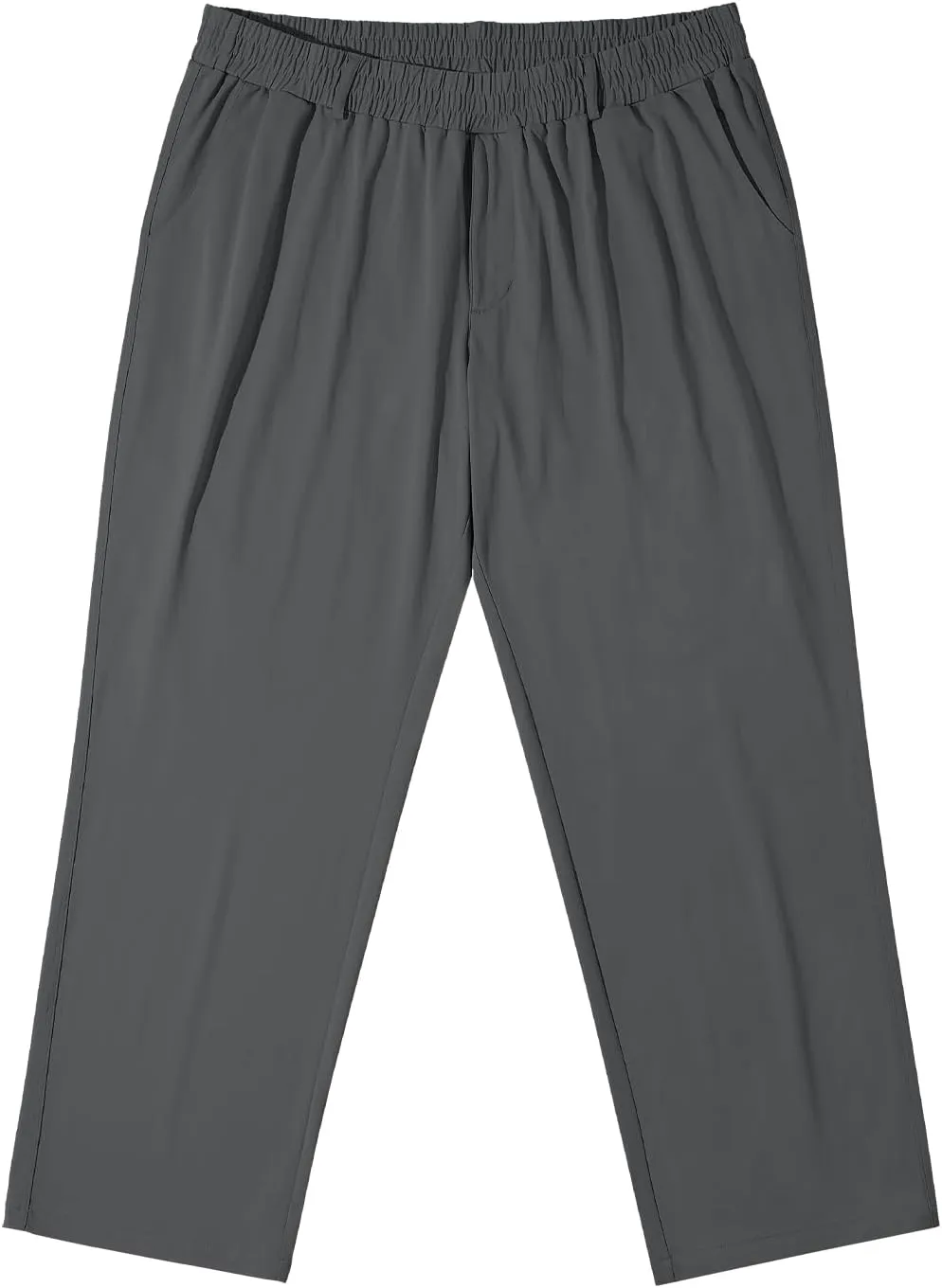 LETAOTAO Mens Big and Tall Full Elastic Waist Pants Stretch Slacks with Zipper Fly and Pockets
