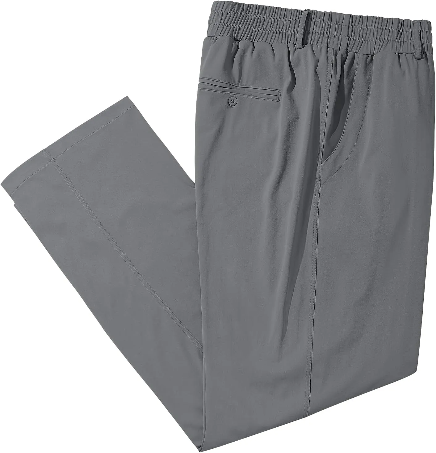 LETAOTAO Mens Big and Tall Full Elastic Waist Pants Stretch Slacks with Zipper Fly and Pockets