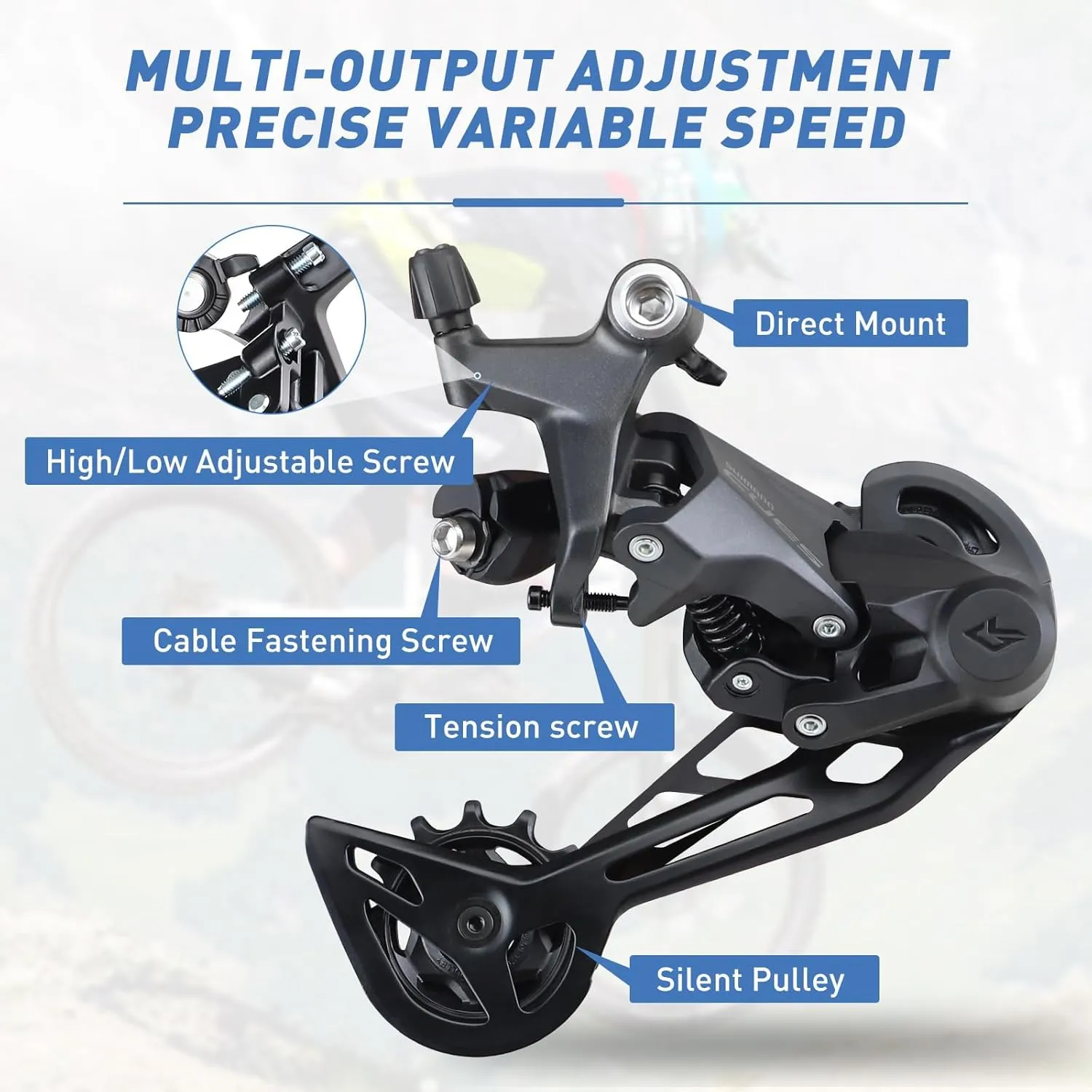 MEGHNA 9/10/11 Speed Shadow Derailleur - Direct Mount for Mountain, E-Bike, Hybrid & Folding Bikes