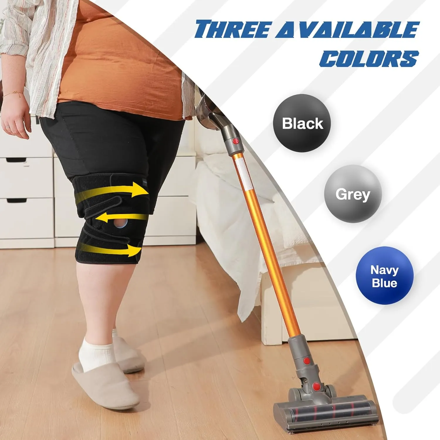 Nvorliy Plus Size Knee Brace for Knee Pain, Extra Large Knee Brace for Women and Men, Adjustable Knee Support with Side Stabilizers for Knee Pain Relief, Arthritis, ACL, LCL, MCL, Injury Recovery