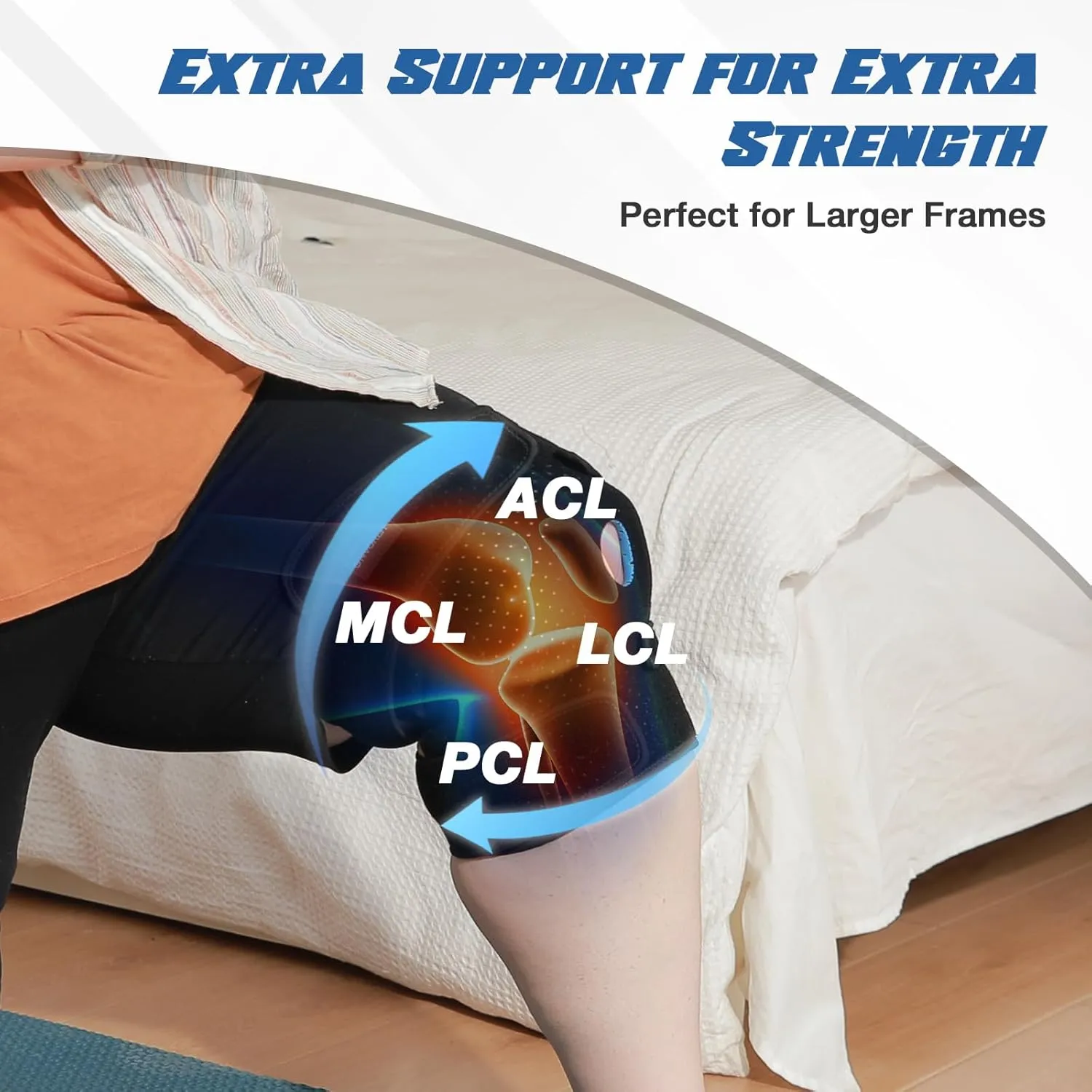 Nvorliy Plus Size Knee Brace for Knee Pain, Extra Large Knee Brace for Women and Men, Adjustable Knee Support with Side Stabilizers for Knee Pain Relief, Arthritis, ACL, LCL, MCL, Injury Recovery