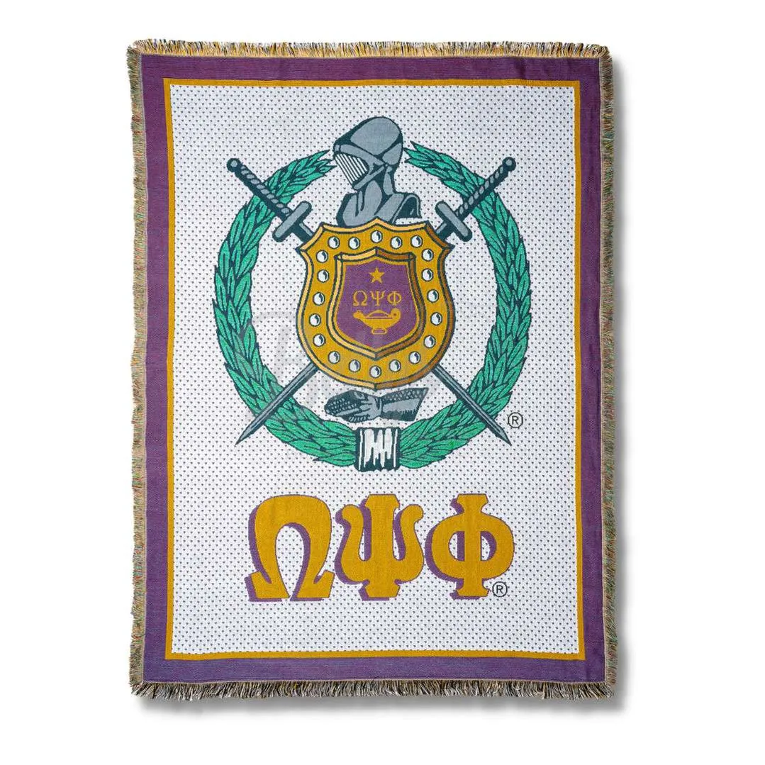 Omega Psi Phi ΩΨΦ Shield Afghan Throw Blanket