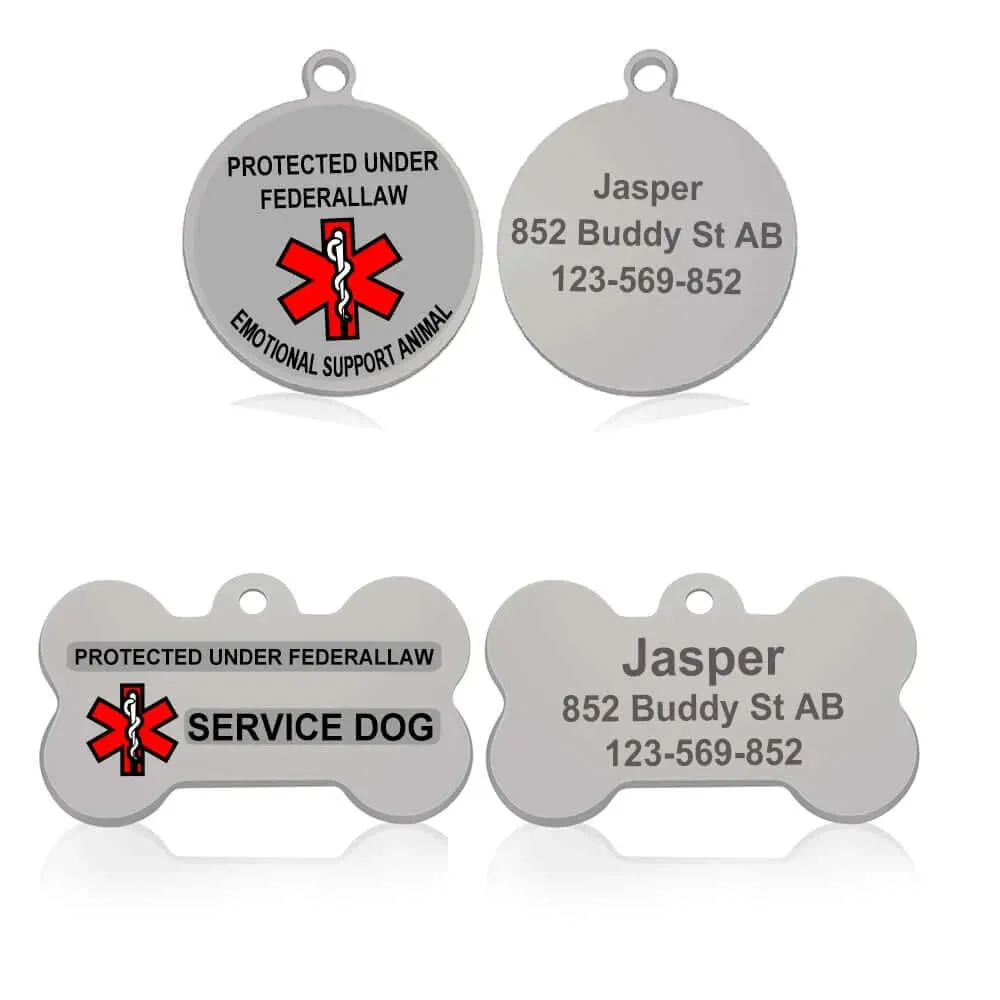 Personalized Pet Service Dog ID Tag Stainless Steel