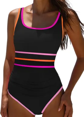 popvil Women's One Piece Swimsuits 2025 Tummy Control -Slimming Bathing Suit Neon 1 Piece Beach Outfit Sexy Sport Swim Suits