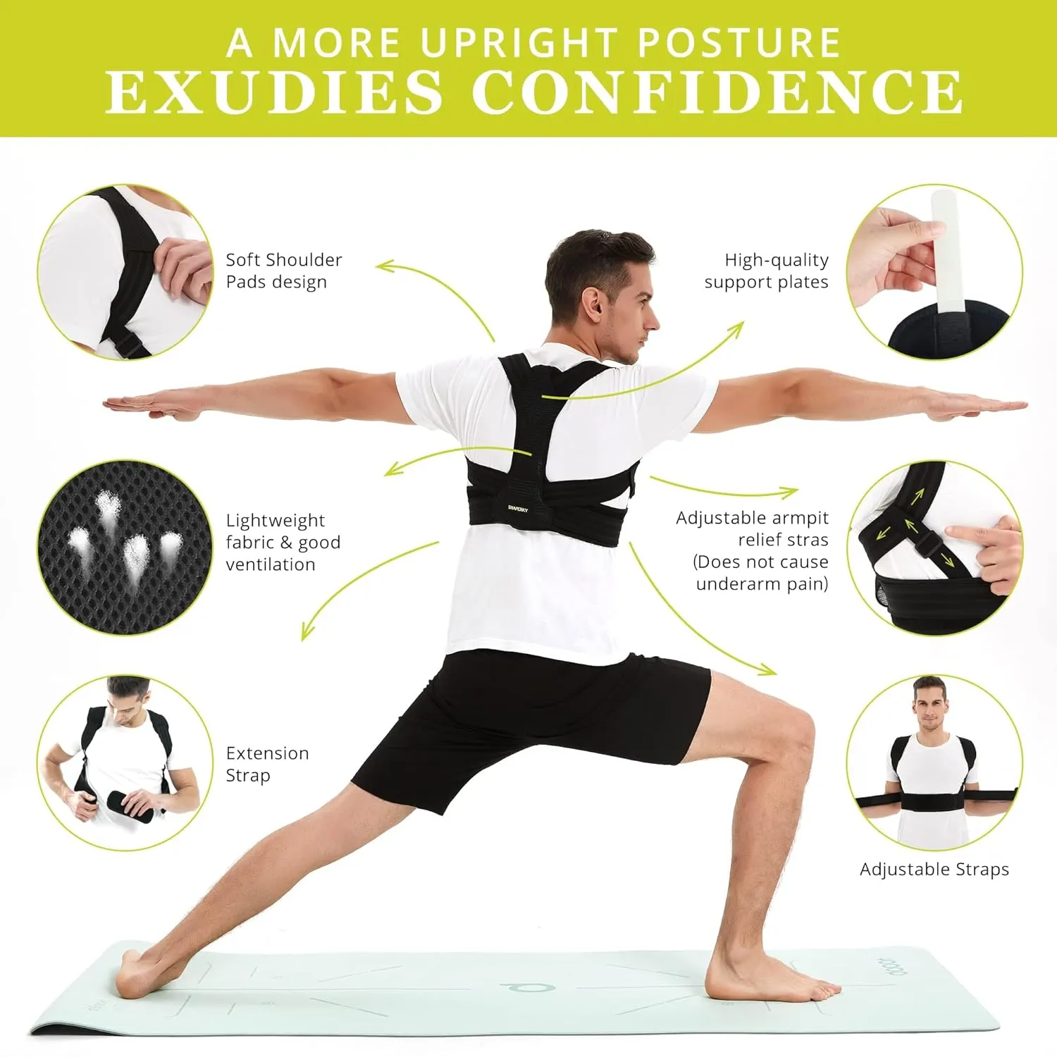 Posture Corrector for Women and Men, Adjustable Upper Back Brace for Posture Hunchback Support and Providing Pain Relief from Neck, Shoulder, and Upper Back (Small/Medium)