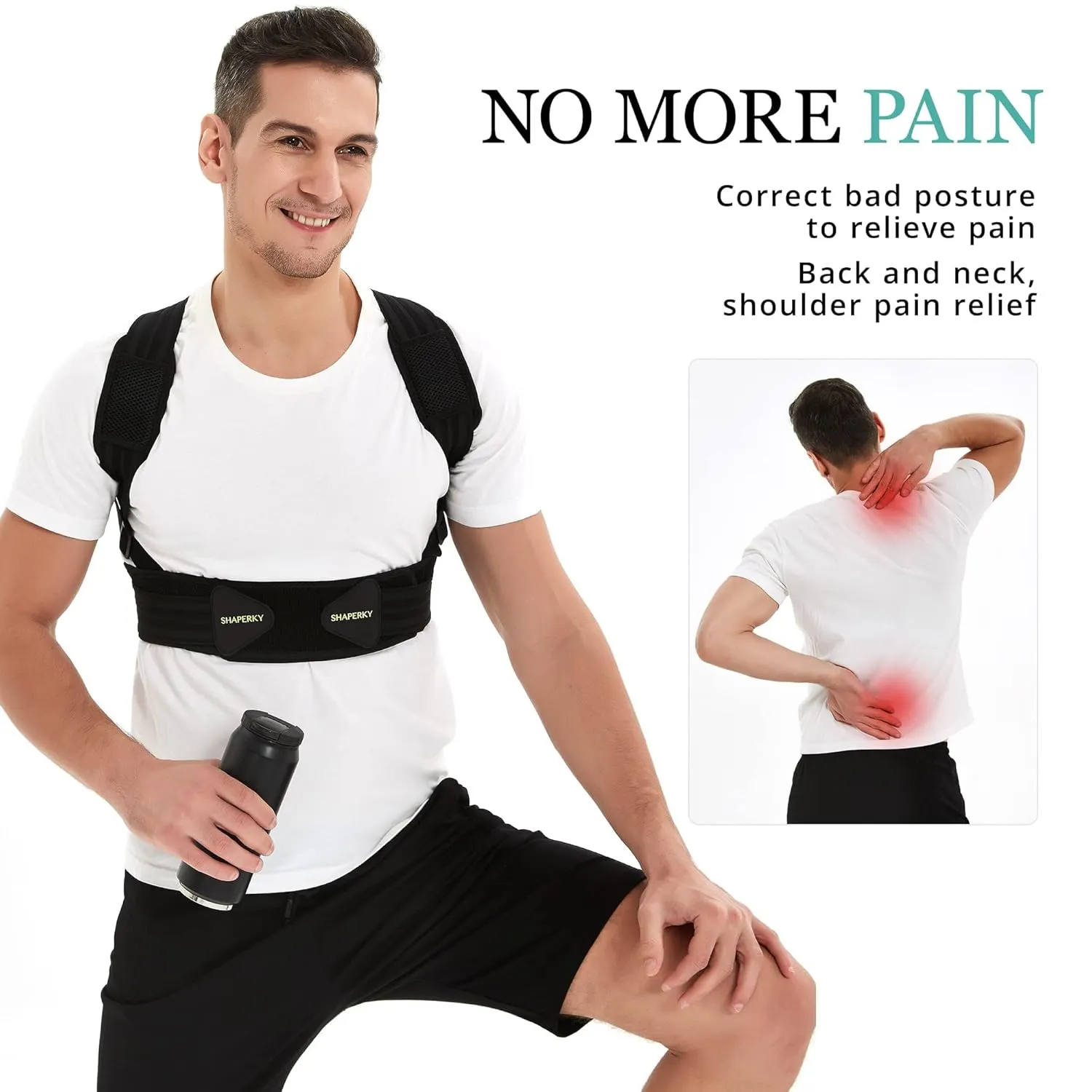 Posture Corrector for Women and Men, Adjustable Upper Back Brace for Posture Hunchback Support and Providing Pain Relief from Neck, Shoulder, and Upper Back (Small/Medium)