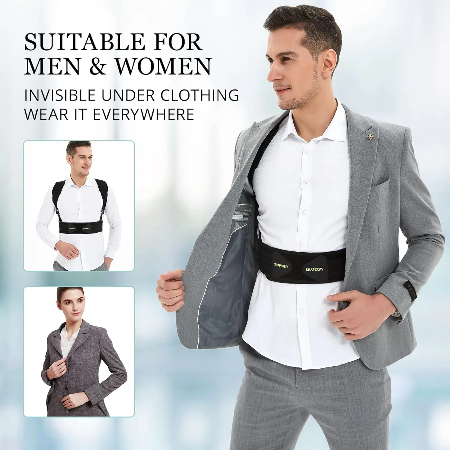 Posture Corrector for Women and Men, Adjustable Upper Back Brace for Posture Hunchback Support and Providing Pain Relief from Neck, Shoulder, and Upper Back (Small/Medium)