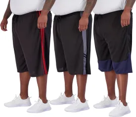 Real Essentials Men's Big & Tall 3-Pack Dry Fit & Mesh Active Athletic Perfomance Shorts (3X-5X)
