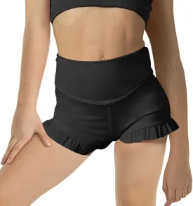 RRHSS Girls Athletic High Waisted Ruffle Shorts - Comfy Yoga Dance Workout Gymnastics