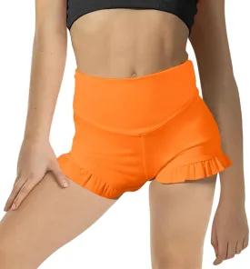 RRHSS Girls Athletic High Waisted Ruffle Shorts - Comfy Yoga Dance Workout Gymnastics