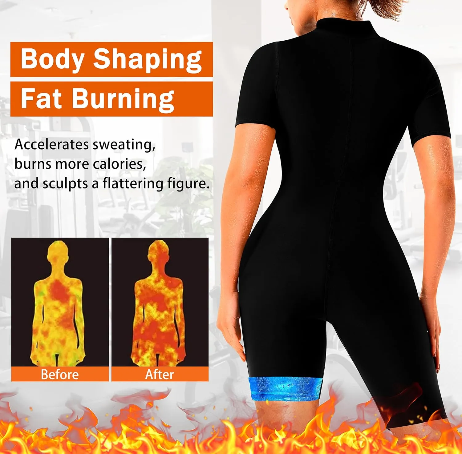 Sauna Suit For Women Waist Trainers For Women Belly Fat Full Body Jumpsuit Adjust Waist Breathable Underarm