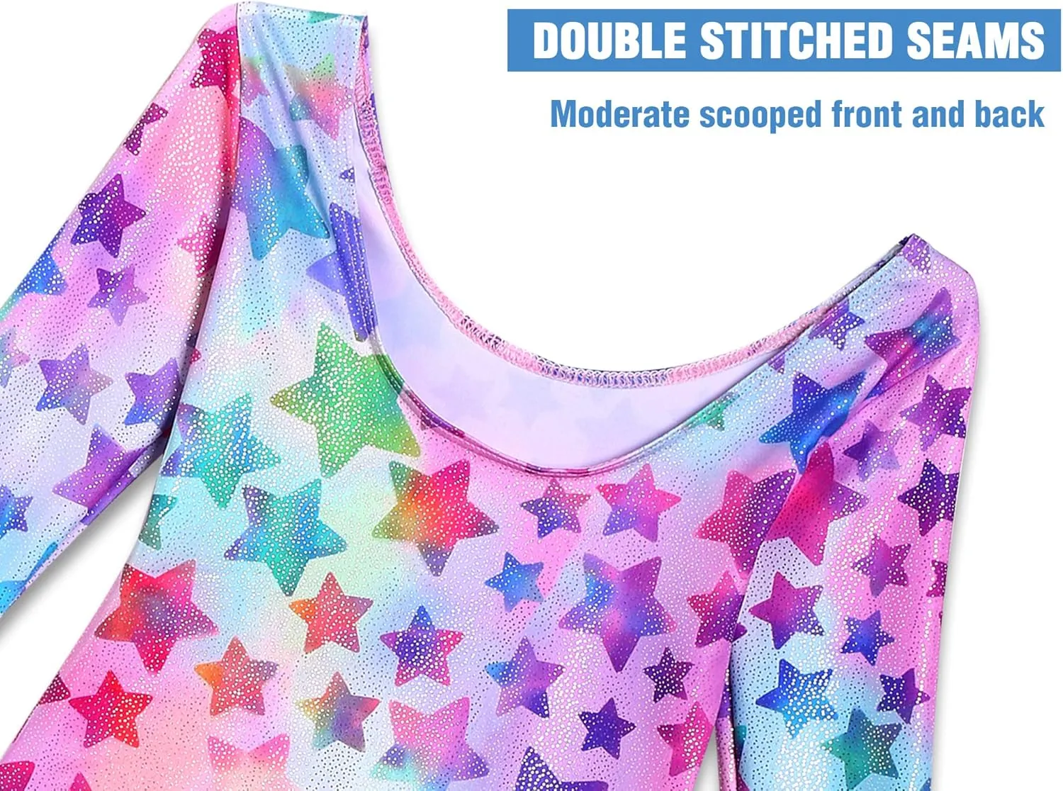 TENVDA Gymnastics Leotards for Girls Sparkly Unicorn Rainbow Long Sleeve Kids Tumbling Outfit Age 2-9 Years Old
