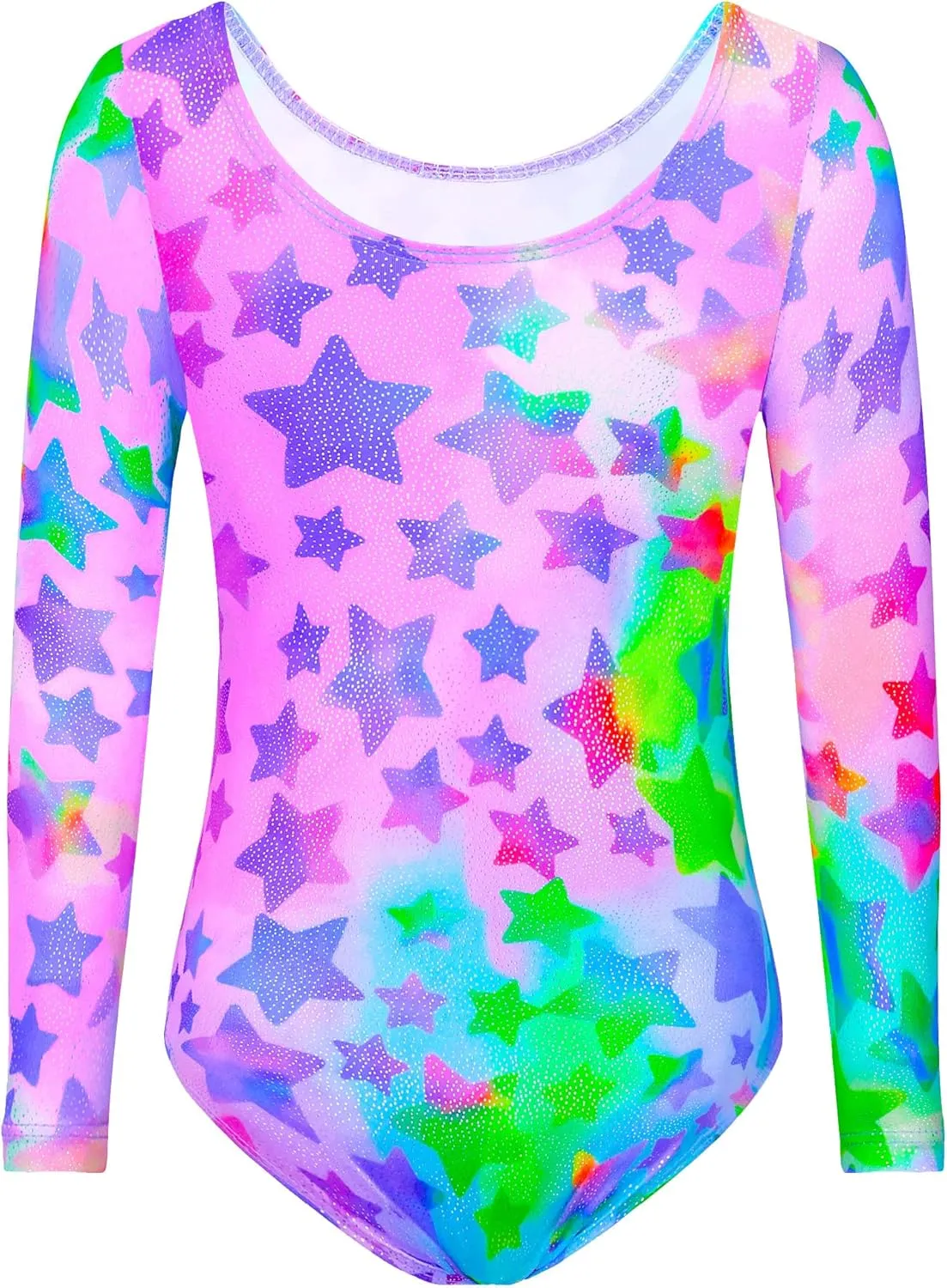TENVDA Gymnastics Leotards for Girls Sparkly Unicorn Rainbow Long Sleeve Kids Tumbling Outfit Age 2-9 Years Old