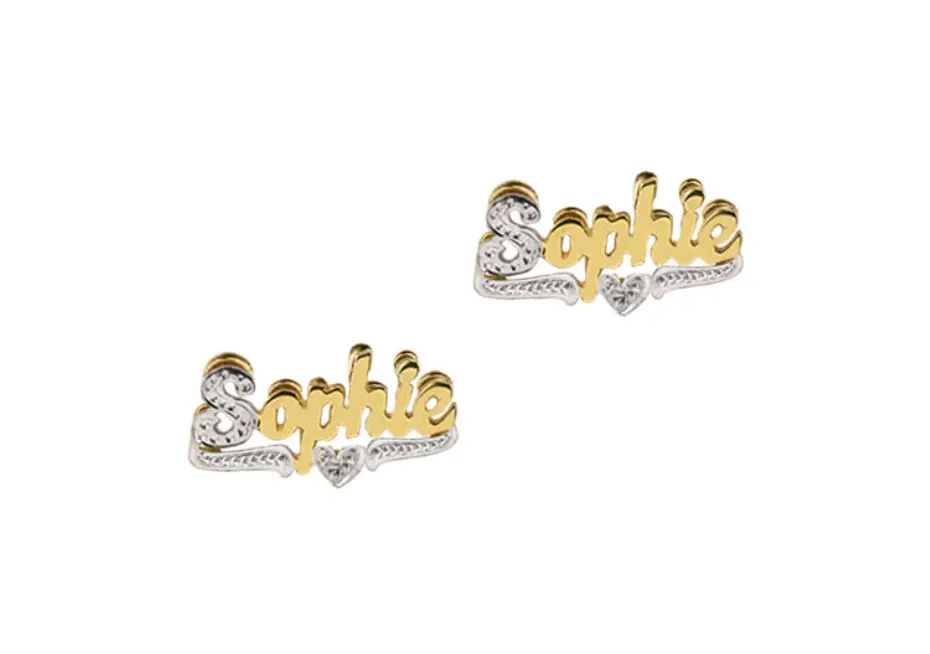 THE DOUBLE PLATED CLASSIC SCRIPT STUD EARRINGS