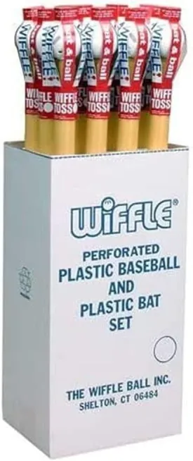 Wiffle Baseball and Bat Set (1 Dozen)  Floor Display Case Includes 12 Sets of 32" Yellow Bats & 9" Perforated Baseballs  American Made Since 1953  Safe Outdoor Fun for All Ages