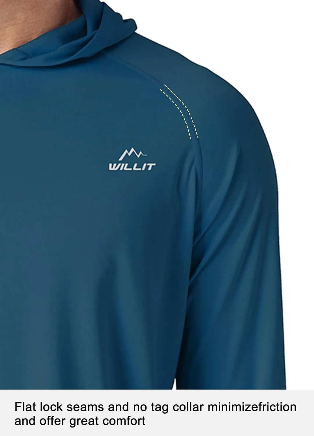 Willit Men's Sun Shirts UPF 50  Rash Guard Long Sleeve Sun Protection Hoodie SPF UV Fishing Lightweight Athletic Running