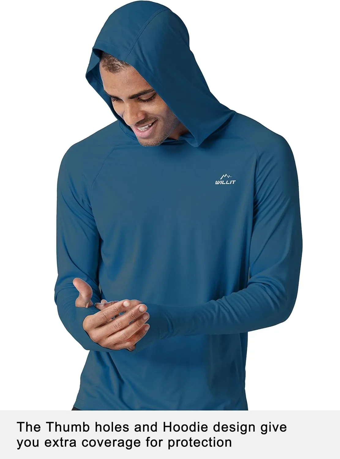 Willit Men's Sun Shirts UPF 50  Rash Guard Long Sleeve Sun Protection Hoodie SPF UV Fishing Lightweight Athletic Running