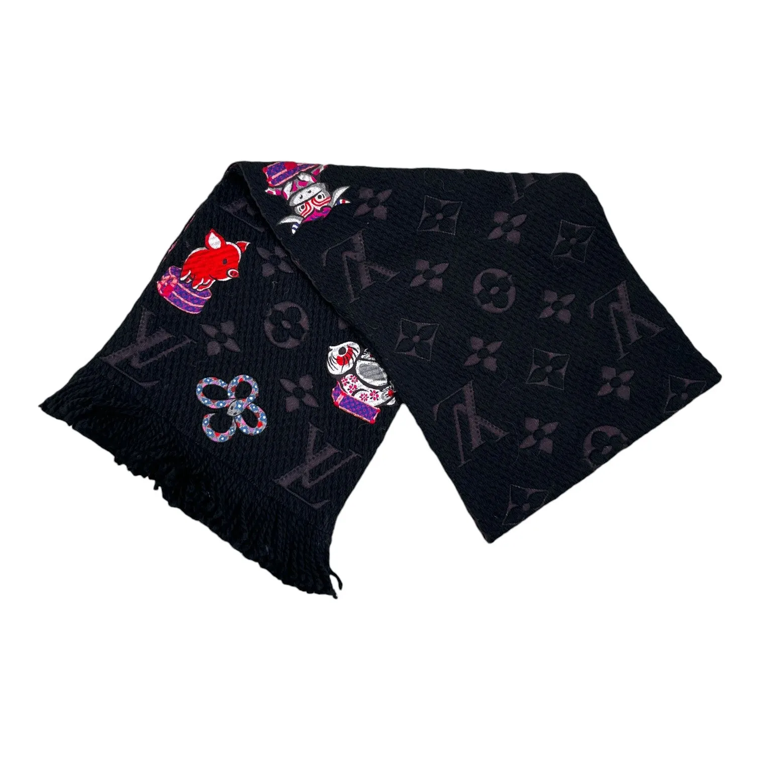Women's Monogram Echarpe Mania Scarf Black