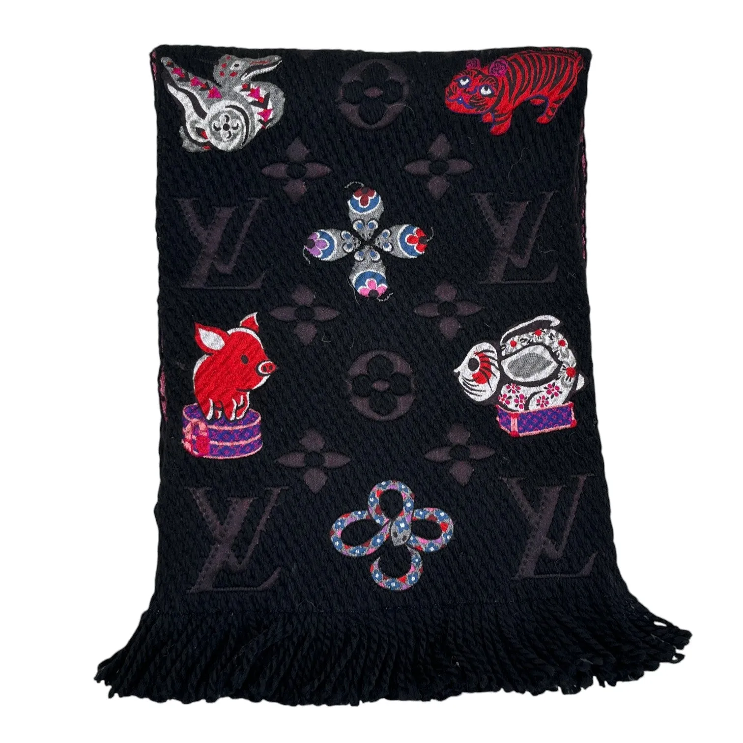 Women's Monogram Echarpe Mania Scarf Black